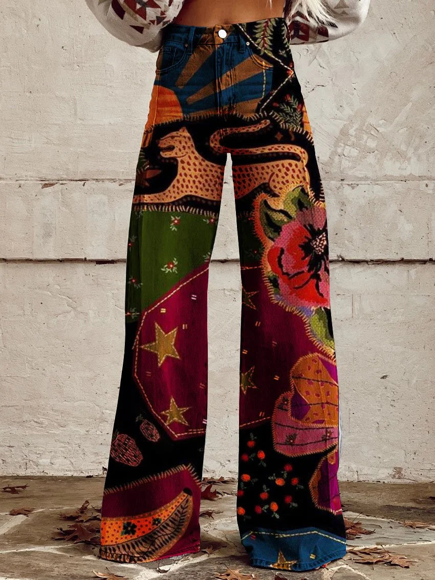 EP | Antonia™ Pantalon de loisirs imprimé style vintage
