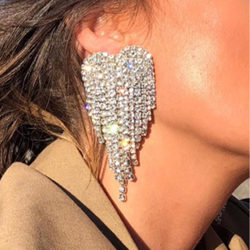 Street Rhinestone Tassel Earrings