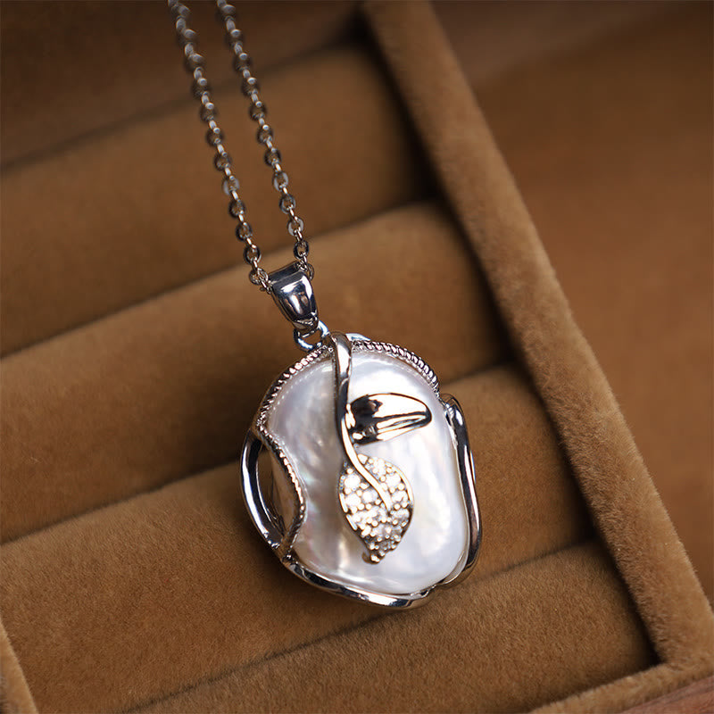 Buddha Stones 18k Gold Plated Copper Natural Baroque Pearl Flower Sincerity Necklace Pendant