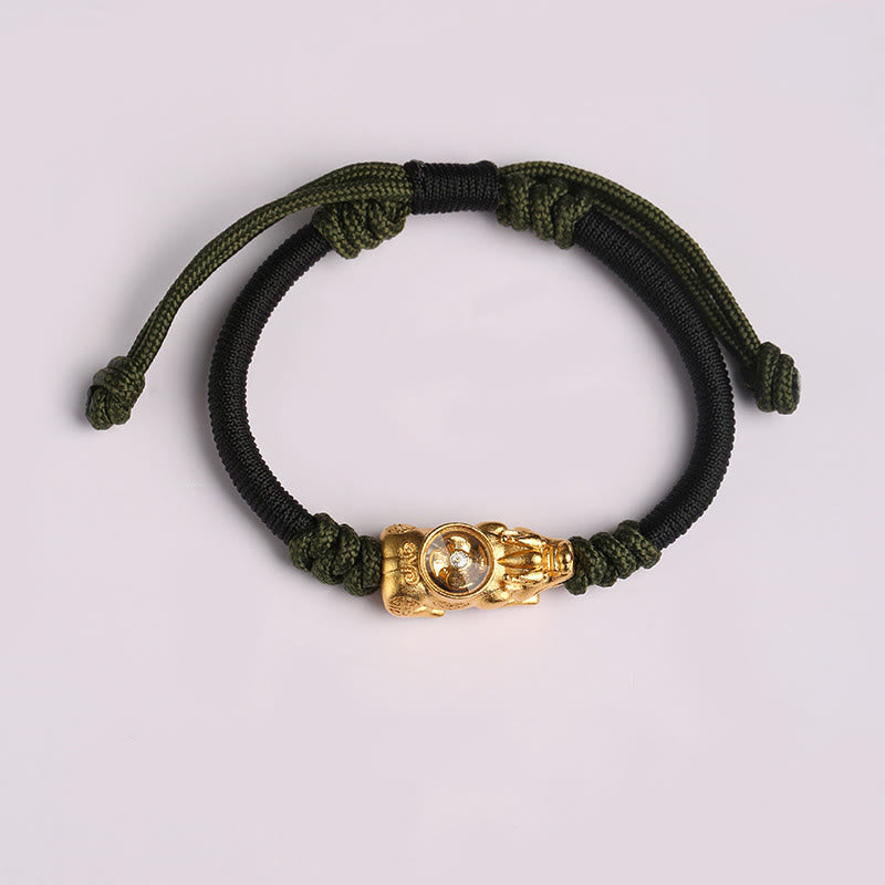 Buddha Stones Pi Xiu Wealth Luck Hand-woven Rope Bracelet