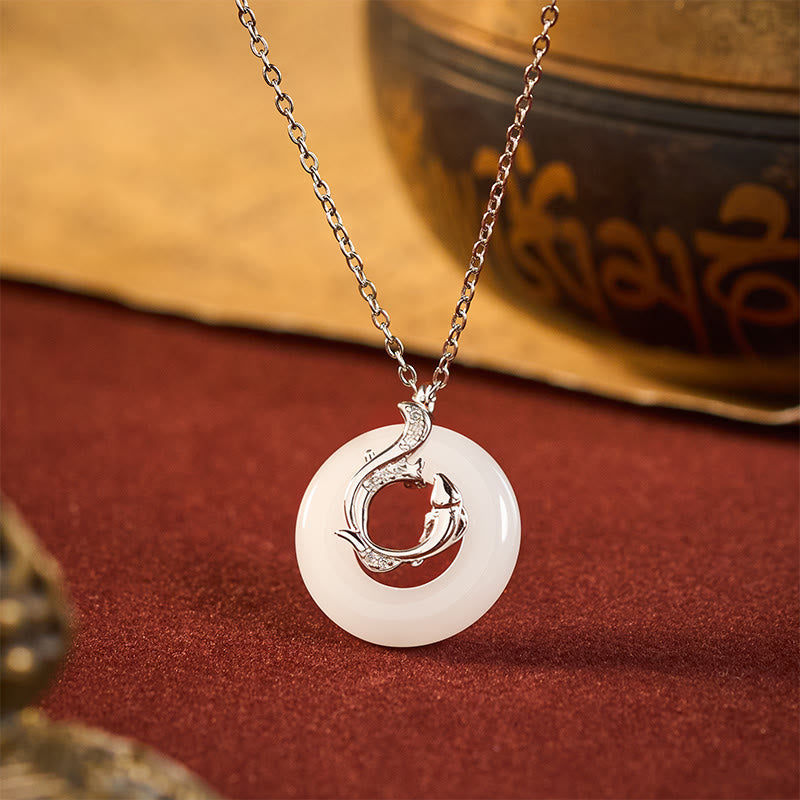 Buddha Stones Koi Fish Peace Buckle Auspicious Necklace Pendant