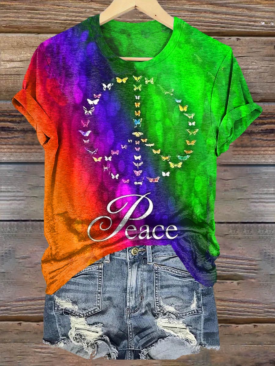 Tie-Dye Peace-loving Hippy Art Print T-Shirt