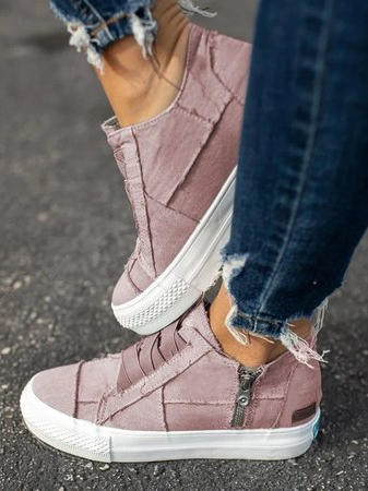 EP | Baskets à talons bas en toile pour femmes, toutes saisons