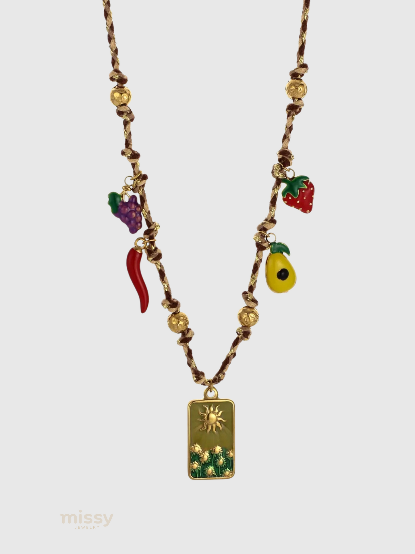Cesia Sun Tarot Fruit Charm Necklace