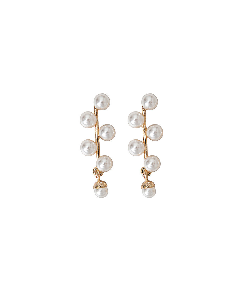 White Alloy Pearl Stud Earrings