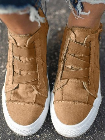 EP | Baskets à talons bas en toile pour femmes, toutes saisons