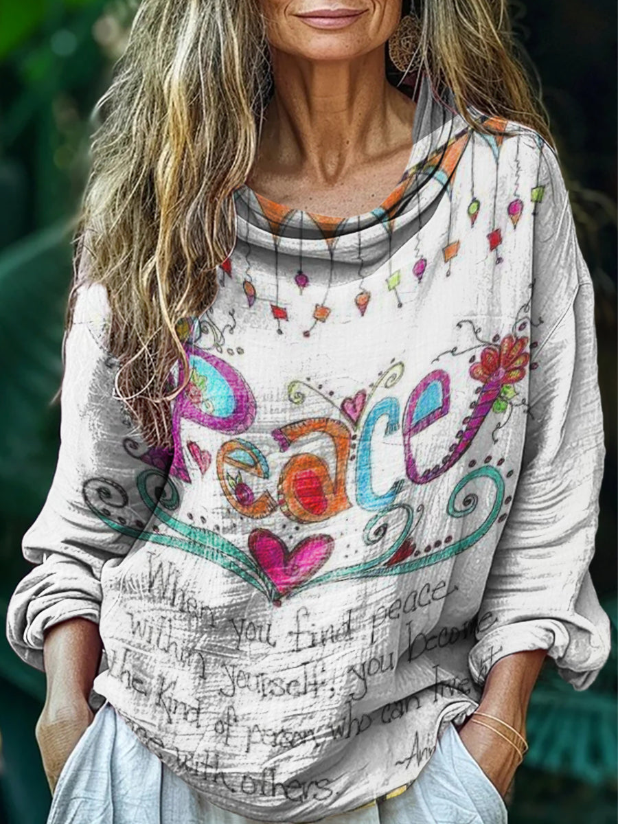 Women's Art Painting Hippie Print Loose Long Sleeves