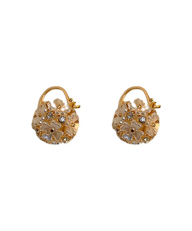 Fine Gold Alloy Acrylic Zircon Ball Stud Earrings