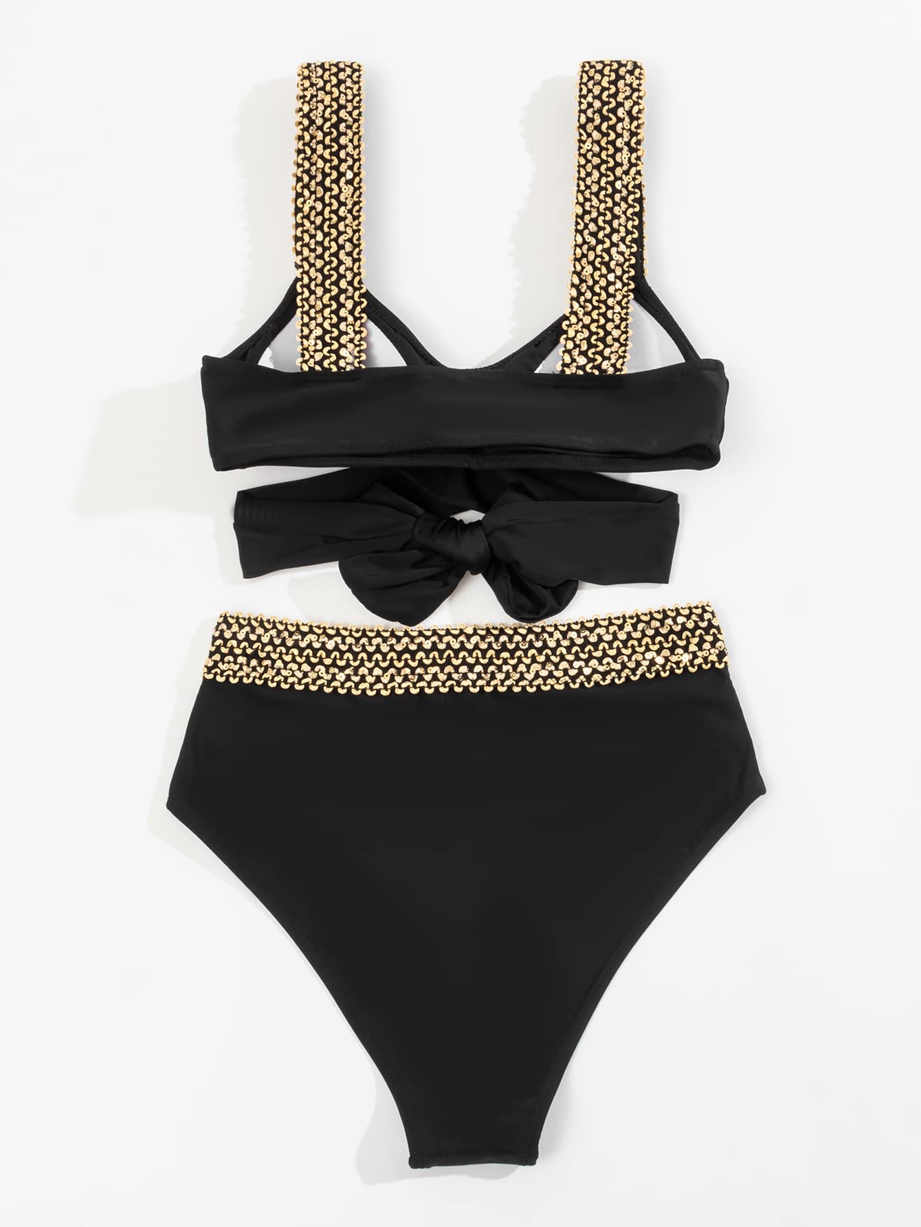 Luz® | Gold-colored Bikini With Cross Straps and a High Waist