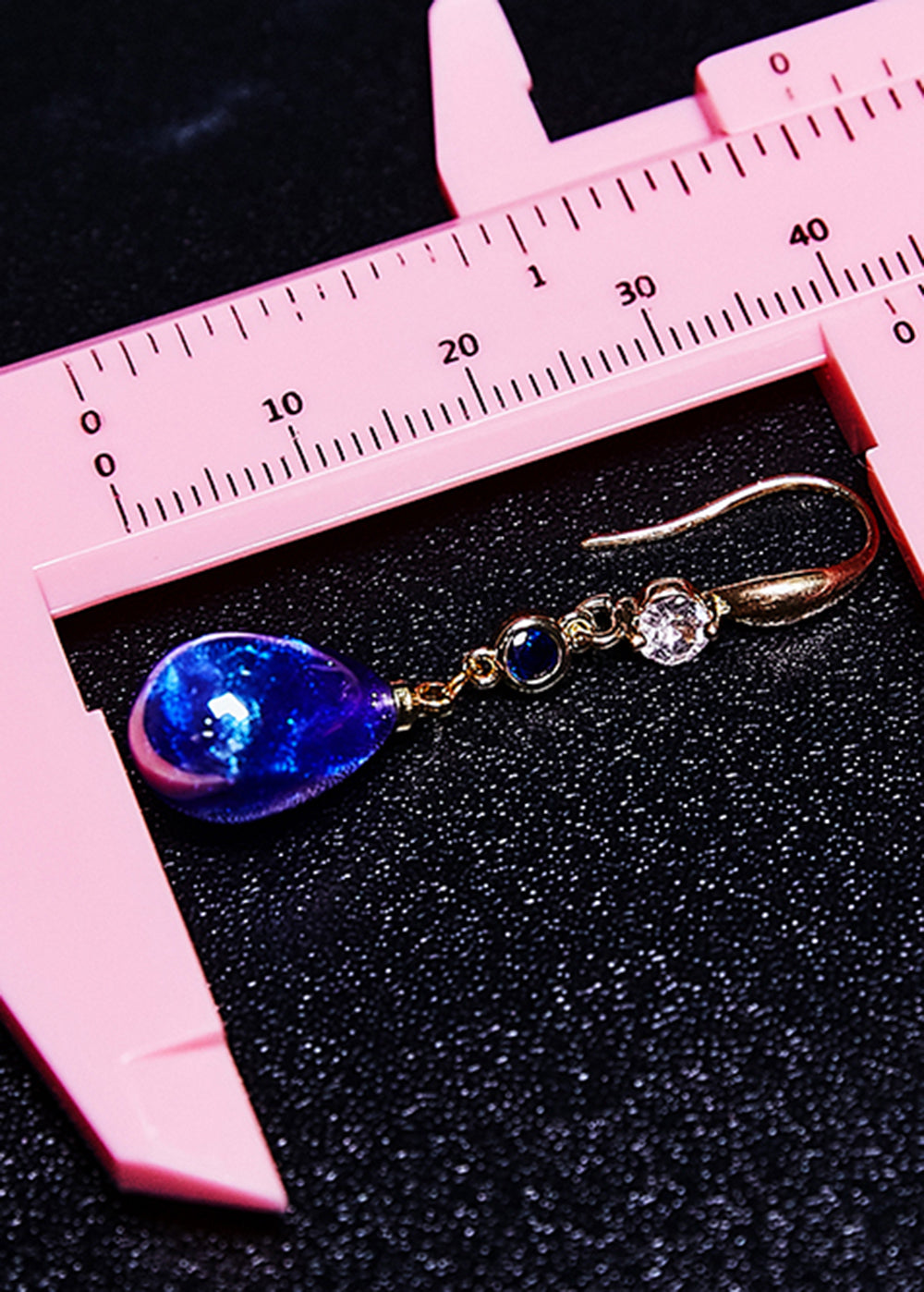 Peacock Blue Water Droplet Gem Stone Drop Earrings