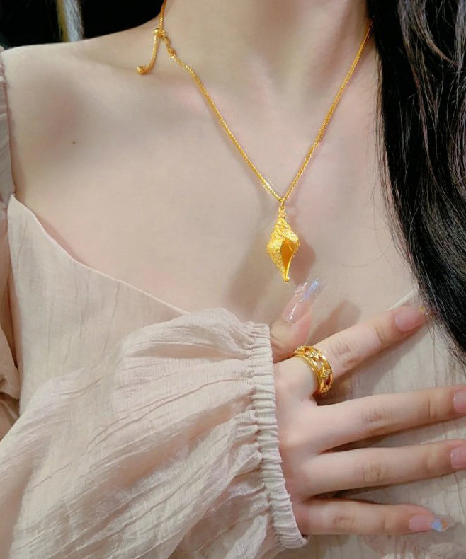 Gold Sterling Silver Overgild Conch Pendant Necklace