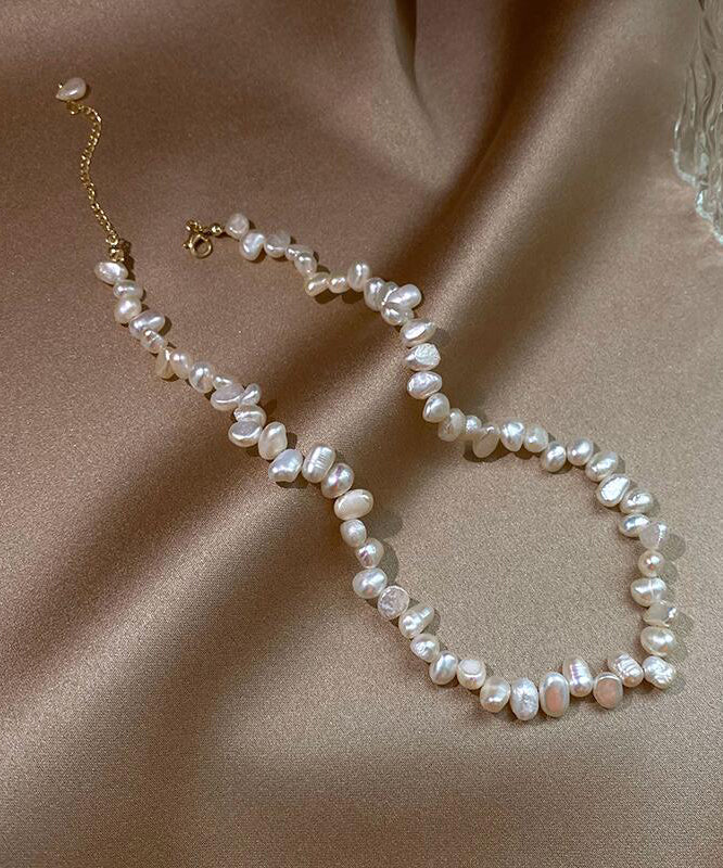 White Alloy Pearl Tassel Gratuated Bead Necklace Gh1058
