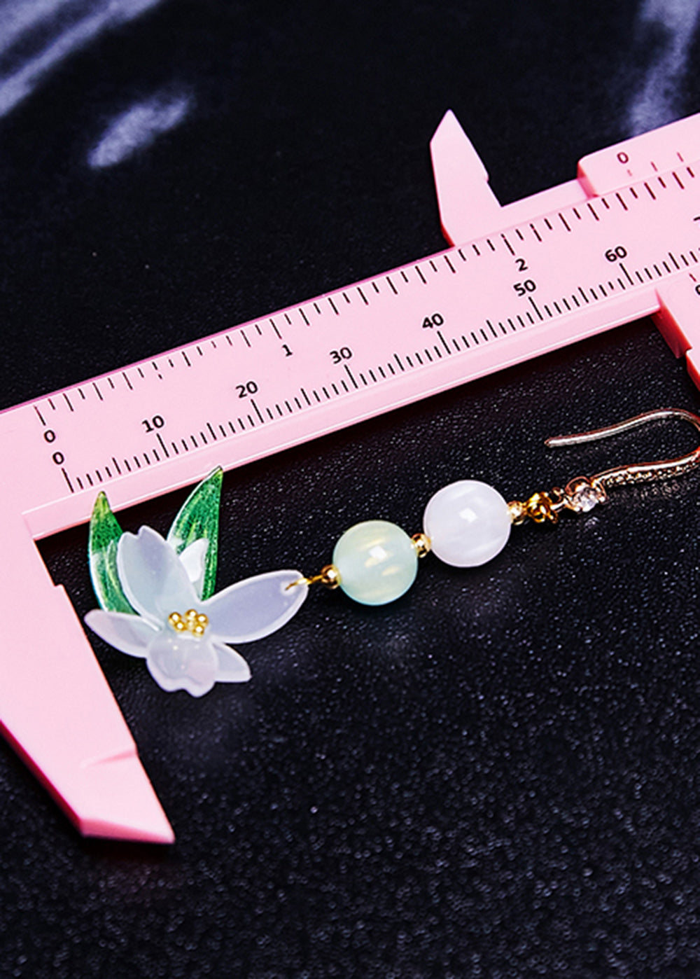 White Jade Lotus Flower Drop Earrings