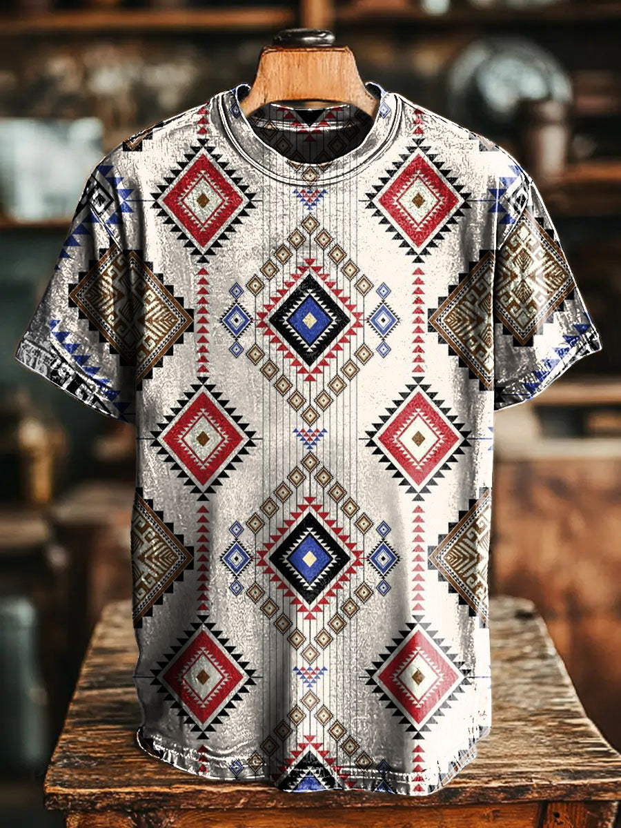 Ethnic Style Stripes Geometry Rhombus Pattern Vintage Art Print Casual