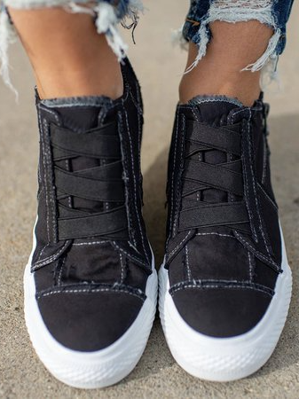 EP | Baskets à talons bas en toile pour femmes, toutes saisons