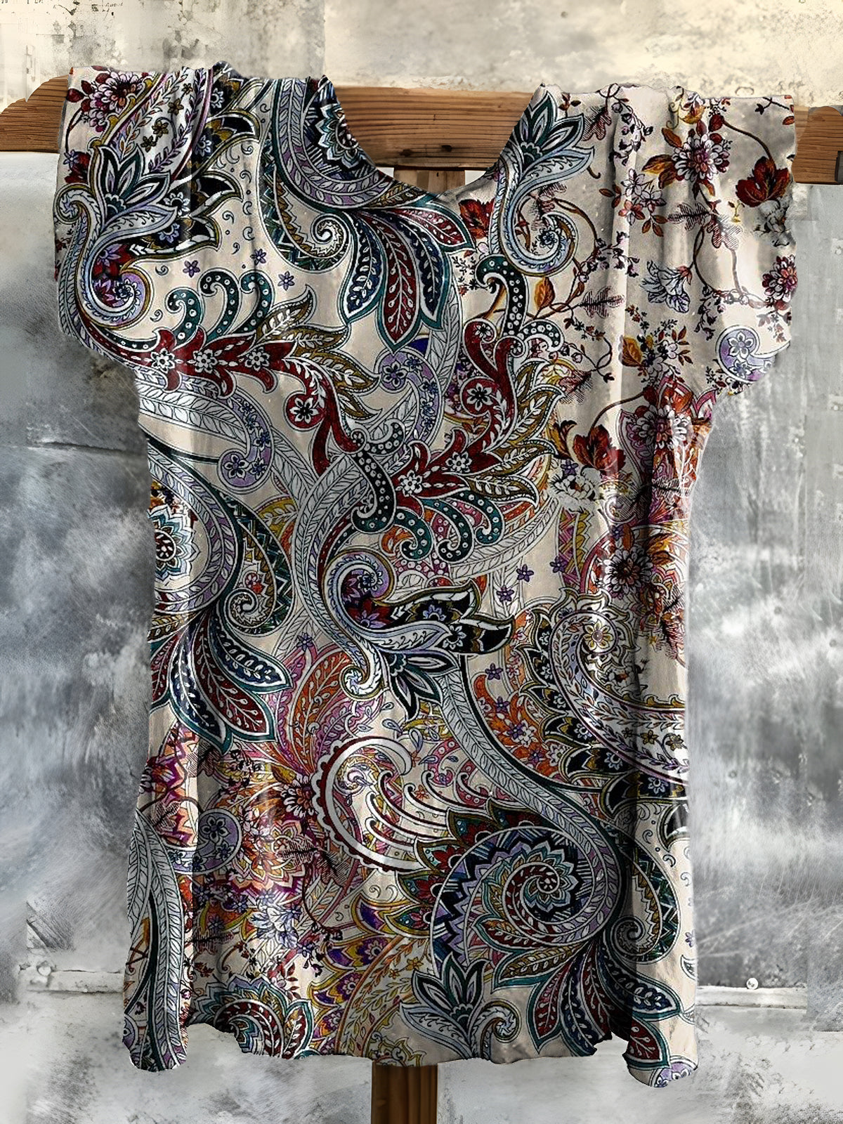 Vintage Floral Art Print Cotton Crew Neck T-shirt