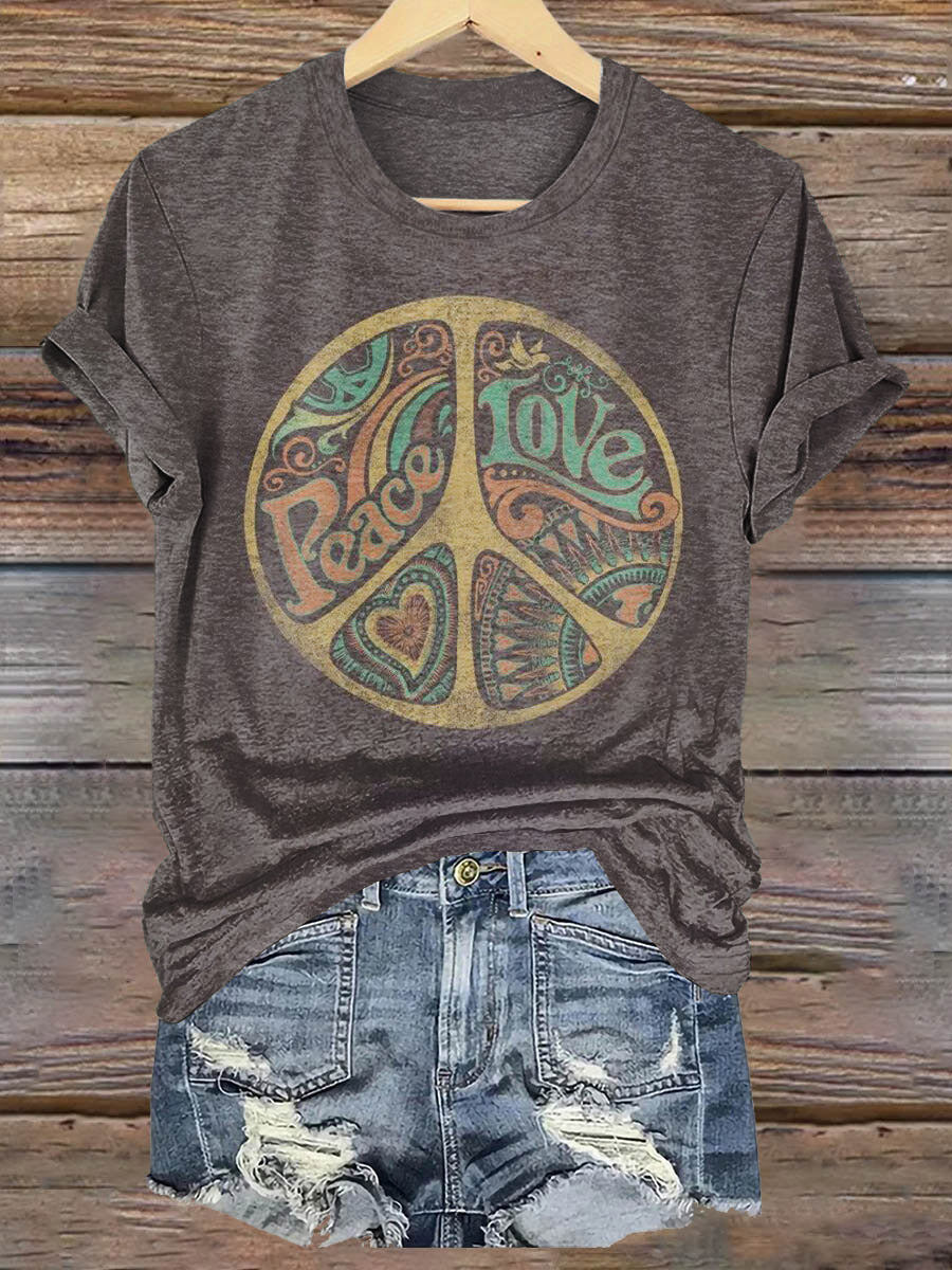 Hippie Graphic Art Print T-Shirt