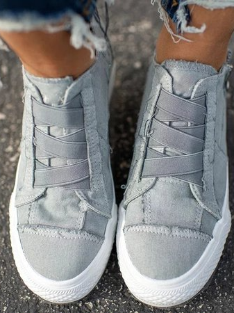 EP | Baskets à talons bas en toile pour femmes, toutes saisons
