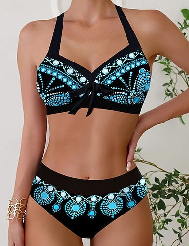 Tankini Two Piece Swimsuit Backless V Neck Swimwear Swimwear Pink Blue Breathable Quick Dry Lightweight Sleeveless - Swimming Surfing Beach Summer Spring