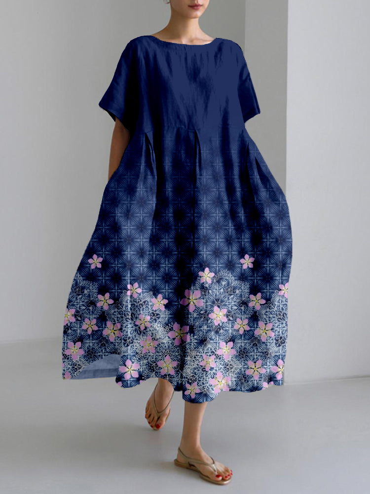 Cherry Blossom Gradient Linen Blend Maxi Dress
