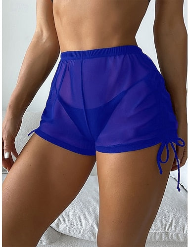 Stretchy Boxer Shorts Swimsuit Ruched Stretchy Boxer Shorts High Waist Active Vacation Color Sleeveless Bathing Suits