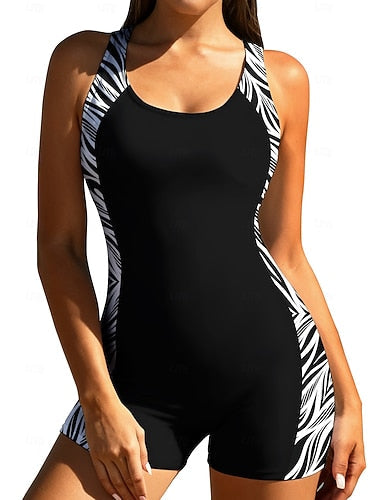 Rash Guard One Piece Surfing Suit Bathing Suit Geometric Stripes Color-blocking Zip Up With Built in Bra Removable Pad Uv Sun Protection Upf50+ Ultra Light (ul) Long Sleeve Swimwear Bodysuit
