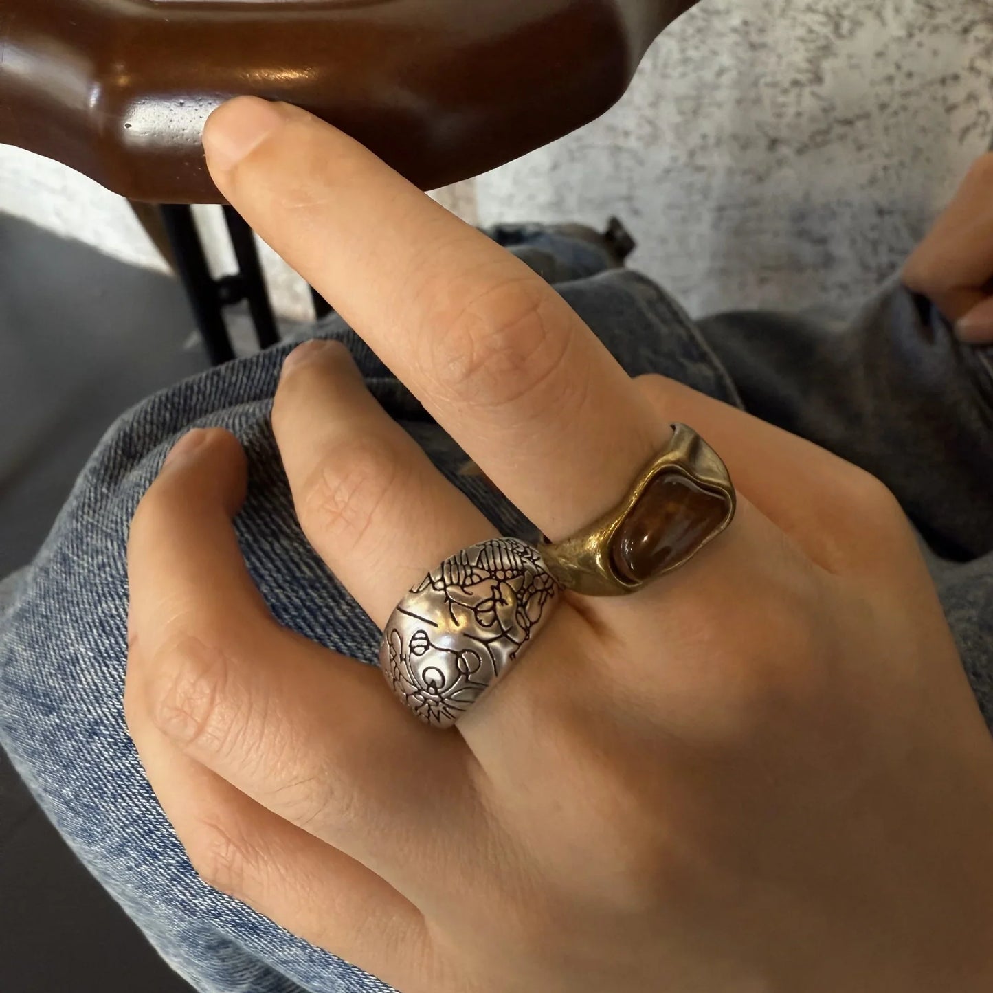Rubie Wide Textured Ring