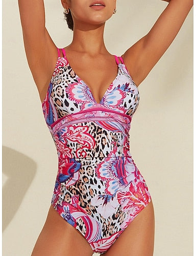 Leopard Print Triangle One-piece Swimsuit