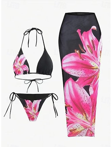 Swimwear Bikini 2 Piece Cheeky Swimsuit Backless Slim Vacation Beach Wear Halter Neck Sleeveless Bathing Suits