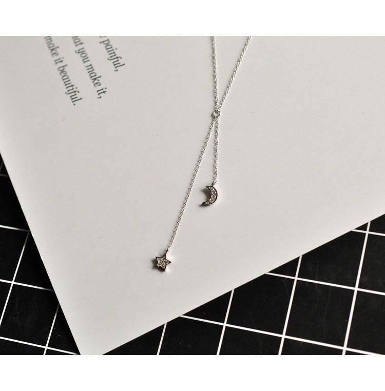 Star & Moon Tassel Sterling Silver Necklace