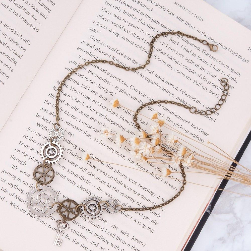 Steampunk Gears & Key Statement Necklace