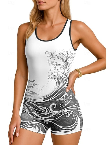 Rash Guard One Piece Surfing Suit Bathing Suit Abstract Zip Up With Built in Bra Removable Pad Uv Sun Protection Upf50+ Ultra Light (ul) Sleeveless Swimwear Bodysuit Surfing Canoeing Beach