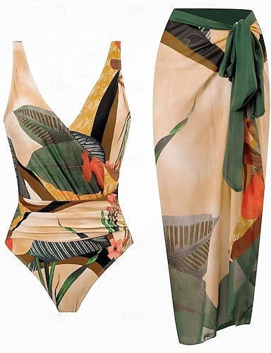Swimwear One Piece Monokini Swimsuit Tummy Control High Waist Slim Backless Vacation Beach Wear V Neck Sleeveless Bathing Suits