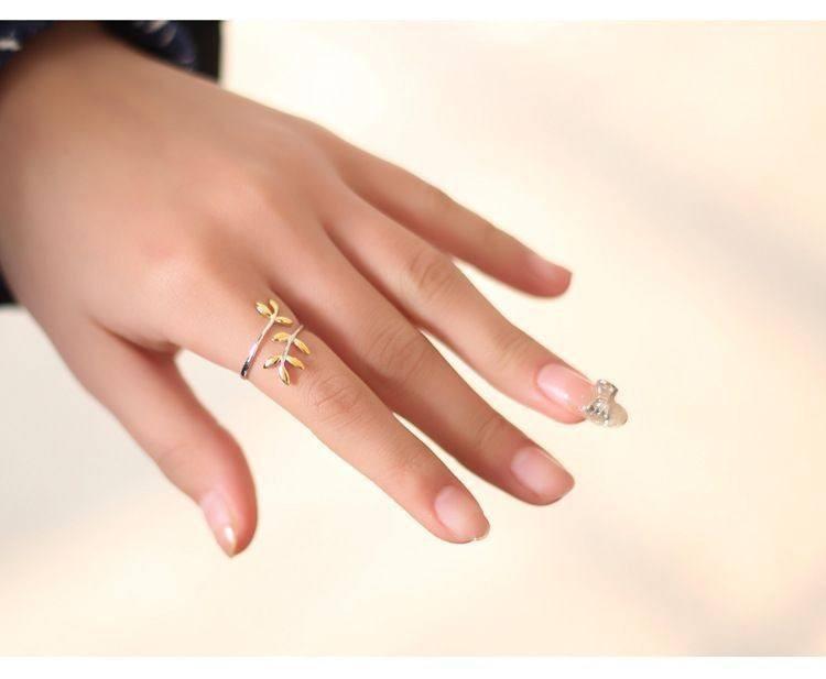 Gold Leaves Silver Ring