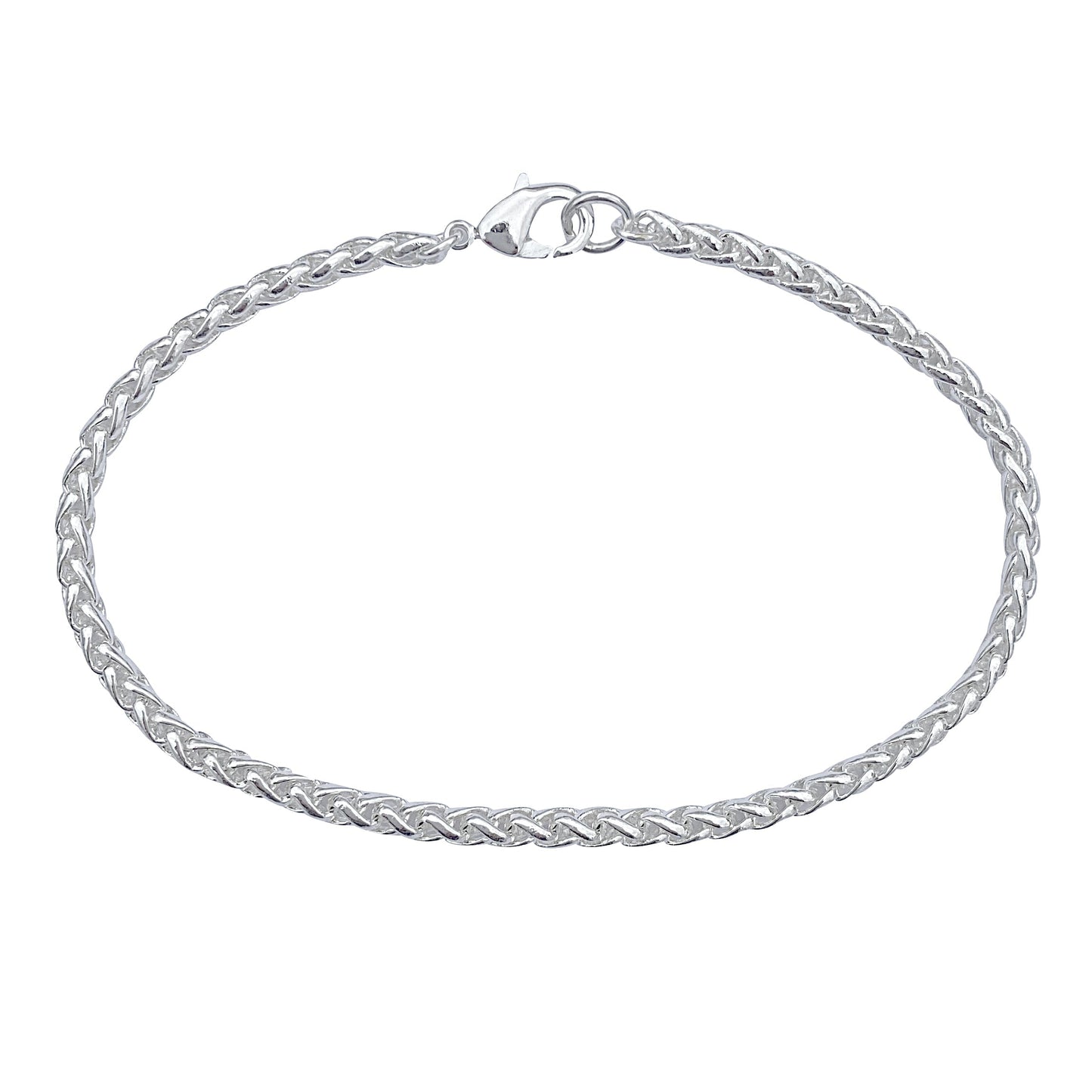 Silver 3.2mm Thick Ponytail/foxtail/wheat Weave Chain Bracelet