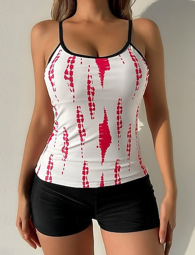 Tankini Sets Bathing Suit Swimwear Swimwear Black White Uv Protection Sleeveless - Surfing Beach Swimming Summer