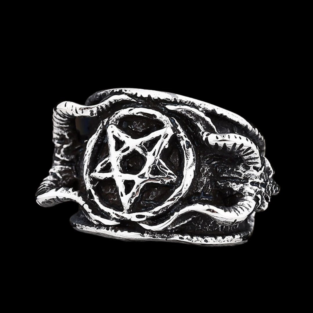 Twin Baphomet Pentagram Ring