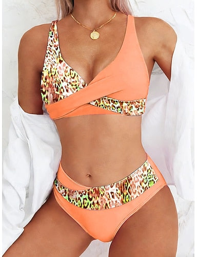 Swimwear Bikini Cheeky Swimsuit Vacation Graphic Polka Dot V Neck Sleeveless Bathing Suits