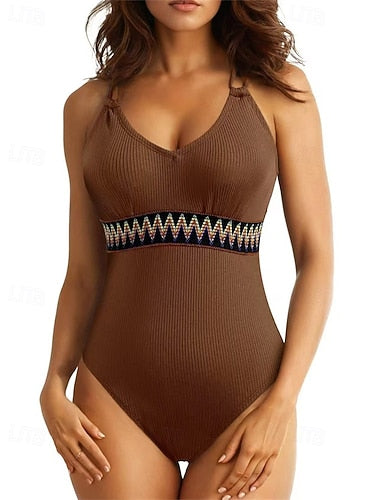 One Piece Swimsuit Open Back Swimwear Patchwork Swimwear Black Blue Breathable Quick Dry Sleeveless - Swimming Surfing Snorkeling Summer