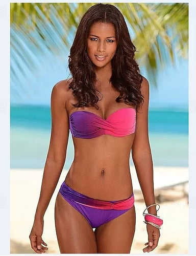 Swimwear Bikini Monokini Cheeky Swimsuit Stylish Beach Wear Ombre Sleeveless Bathing Suits