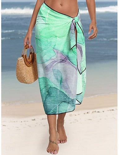 Cover Up Swimsuit With Skirt Wrap Skirt Vacation Ombre Sleeveless Bathing Suits