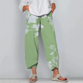 Retro Vintage Floral Art Pattern Cropped Casual Pants artswardrobe