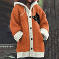Vintage Peek-A-Boo Hiding Black Cat Pattern Women's Hooded Sweater Cardigan elevenforest