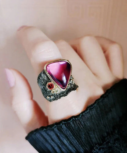 Classy Purple Red Alloy Gem Stone Heart-shaped Rings