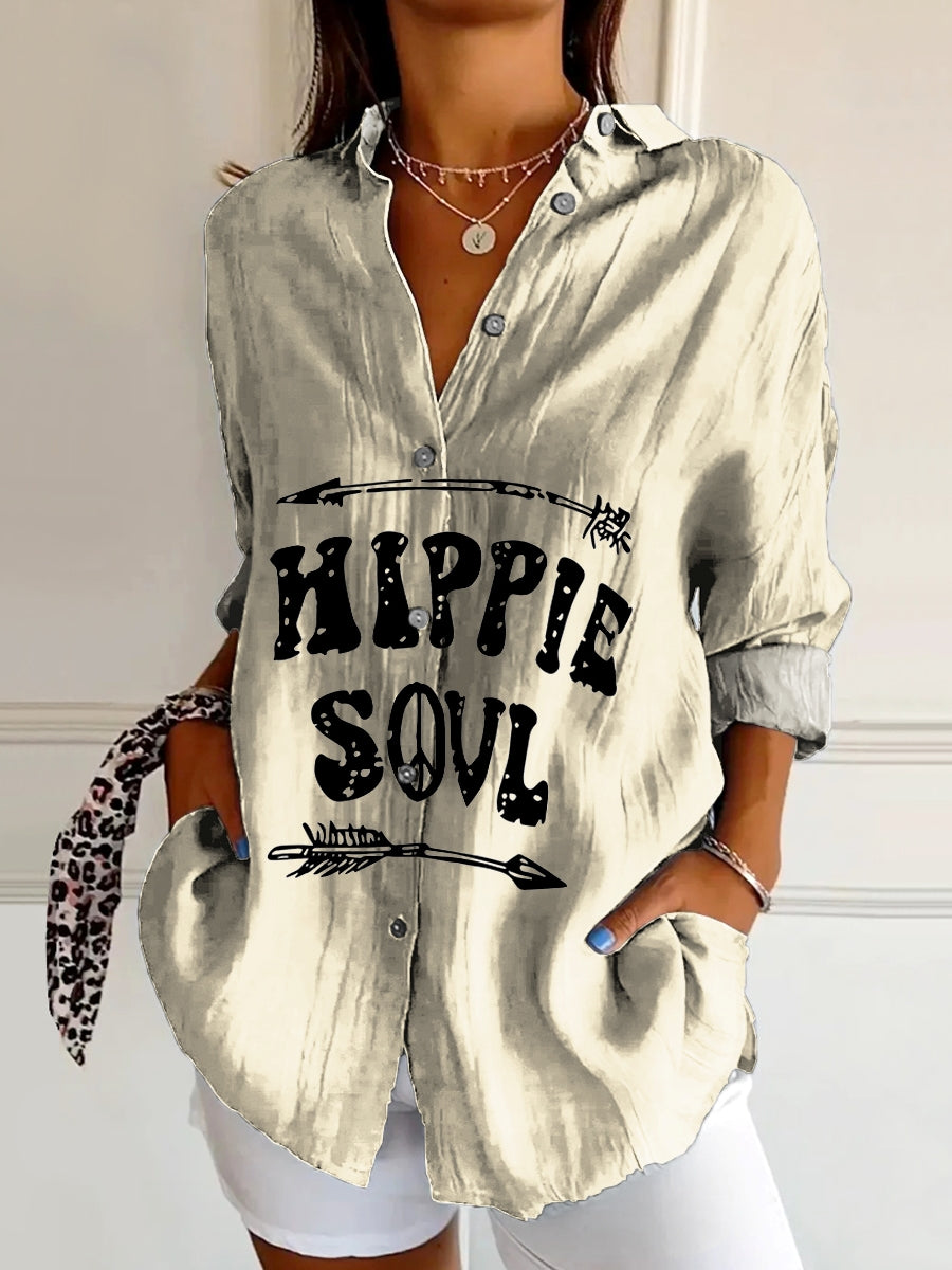 Women's Hippie Soul Print Casual Cotton Shirt
