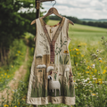Women's Vintage Sheep And Grass Floral Print V-neck Dress artswardrobe
