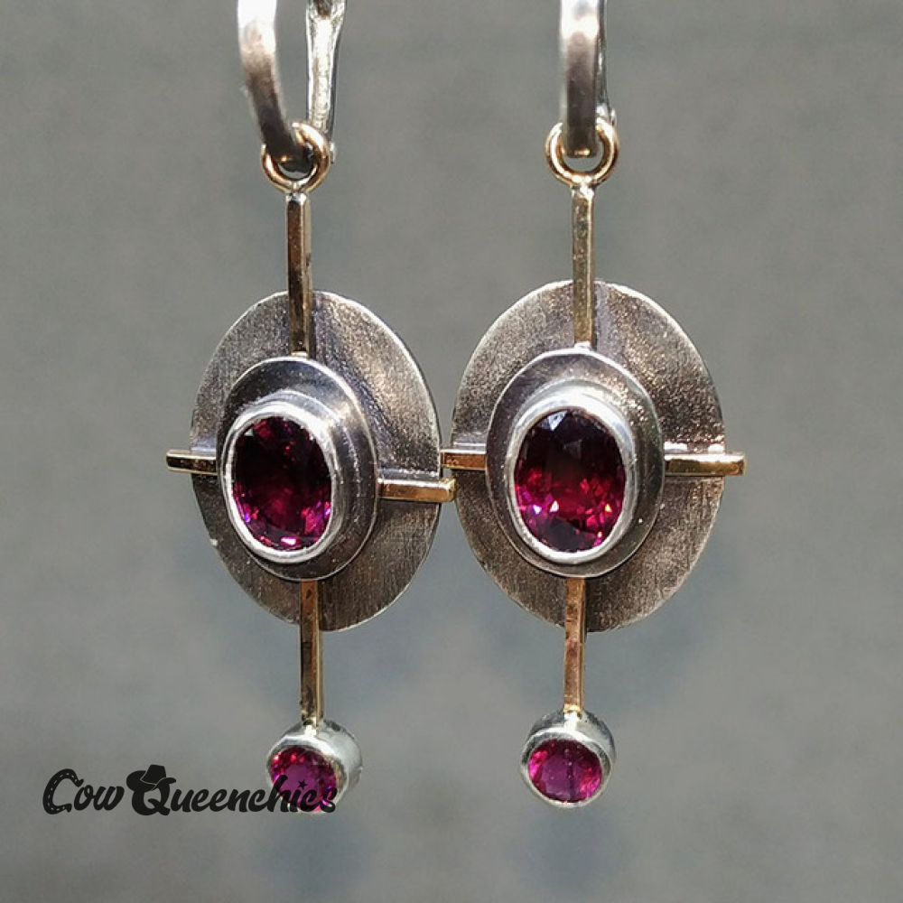 Earrings With Garnet Crystal in Sterling Silver