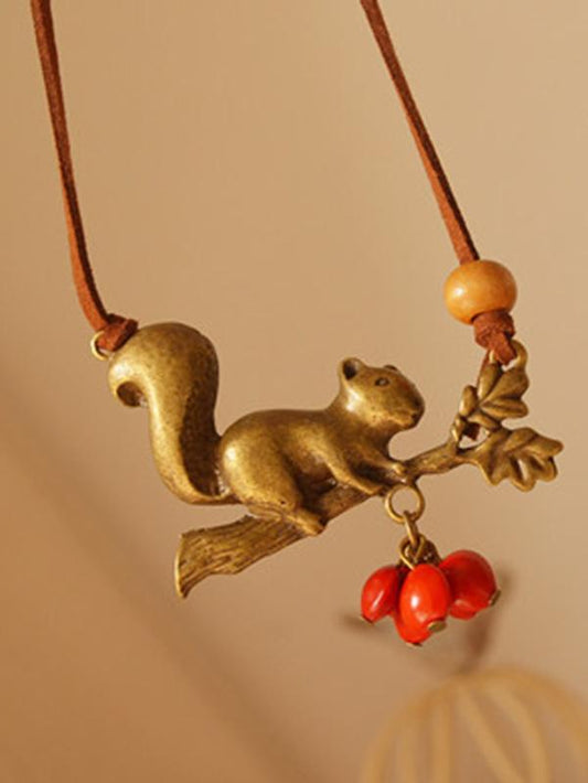Squirrel Red Beans Necklace