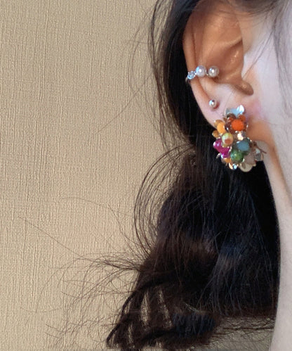 New Rainbow Sterling Silver Crystal Stud Earrings