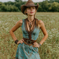 Women's Western Paisley Print V-neck Tank Midi Dress artswardrobe